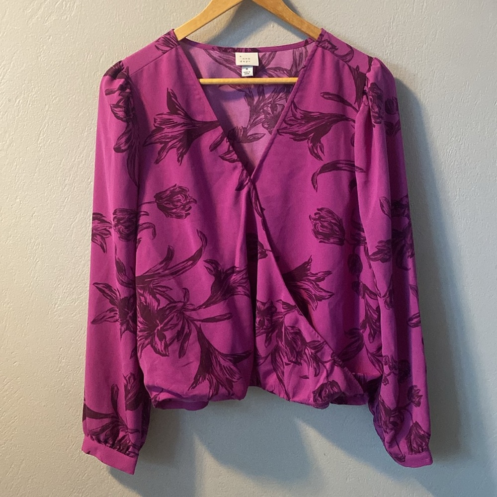 a new day (target) purple floral blouse
